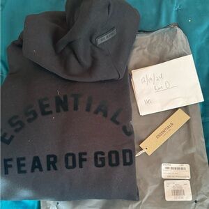 Essentials Fear of God Jet Black Hoodie XS NWT
